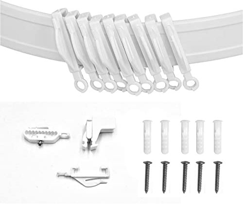 REMI TOOLS LTD 4.5 Meter/ 15 FT Plastic Curtain Track Glider Rail For Straight And Bay Windows White (18 Bracket, 8 End, 56 Gliders, 18 Screws)