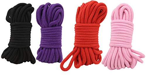 Lot de 4 cordes torsadées en coton doux multicolore de 91 m de long - 8 mm de diamètre - Corde tressée solide