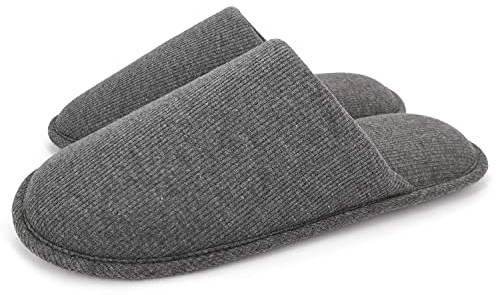 ofoot Chaussons Hommes en Coton Bio Confortable, Pantoufles Lavables Flat Intérieur Extérieur Chaussures Enfiler anti odeur