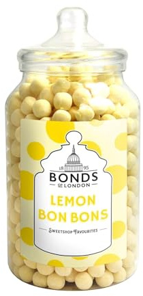 Bonds of London Lemon Bon Bons Jar, 2.1 Kg (Pack of 1) | Vegetarian, Retro Chewy Gift Sweets