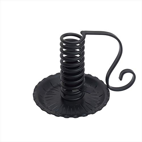 NKlaus Kerzenleuchter in Spiralform aus schwarzem Eisen, 12 cm, 1 Stück | Handgefertigter Dekoleuchter für Tafelkerzen mit Ø 2–2,5 cm; ca. 0,298 kg, hergestellt in Griechenland