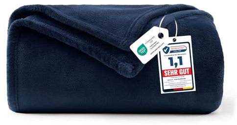 WAVVE Kuscheldecke Marine Blau Decke – Flauschige Fleecedecke 150x200 cm, Warme Sofadecke & Wohndecke, Weicher Sofaüberwurf XL für Couch & Bett