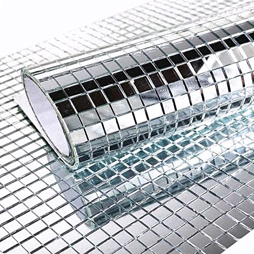 3600 Stück Spiegel-Mosaik-Fliesen, quadratisch, Aufkleber, Glitzer-Glas, Mosaike, selbstklebende Rückseite, Weihnachten, Basteln, Dekoration (Silber, 5 x 5 mm x 6 Blatt)