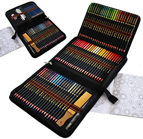 WRKEY Aquarell Buntstifte Set für Erwachsene, 96 Stück Buntstifte zum Zeichnen und Skizzieren Profi Art Werkzeug Set mit Graphitkohlestifte Sticks Werkzeuge für Anfänger Künstler