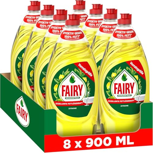 Fairy Detergente líquido para platos de limón ultra concentrado, 900 ml, con fórmula eficaz para una vajilla perfectamente limpia, impresionante poder desengrasante