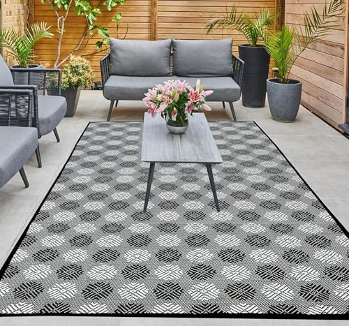 ARSUK Outdoor Kunststoff Teppich – 150x100cm Groß, Teppich für Terrasse, Garten, Strand, Camping, Balkon, Veranda, Hinterhof – Waschbar, Tragbar, Bequem, Langlebig & UV-beständig