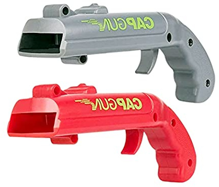 2 Stück Flaschenöffner, Kronkorkenpistole, Wurfschießt über 5 Meter, Getränkeflaschenöffner, Flaschenöffner, Flaschenverschluss, Spielzeugpistole für Bar, Zuhause, Party, Trinkspiel