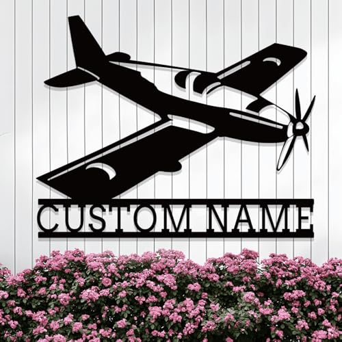 Benutzerdefinierte Flugzeug-Metall-Wandkunst, Outdoor-Wanddekoration, personalisierte Piloten-Namensschilder