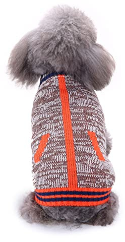 FUNAT Maglione Caldo per Cani, Maglia a Righe Collo Alto per Cane, Natale Fiocco di Neve Cane Autunno Inverno Maglione