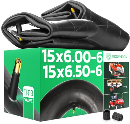 MoovMoov Camere d’Aria 15 pollici per pneumatici 15x6.00-6 e 15x6.50-6 - Per Trattorino Tagliaerba, Rasaerba Autoportante, Golf Cart, Rimorchio da Giardino - Set da 2