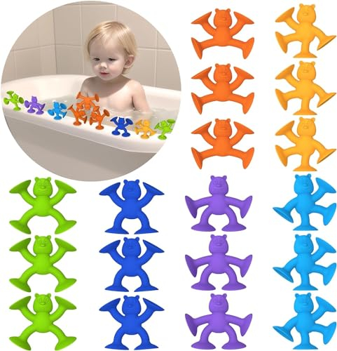 Saugnapf Spielzeug Kinder,Niedlicher Bär Badespielzeug Baby ab 1 2 3 Jahr, Silikon Badewannen Spielzeug, Reise Spielzeug,Montessori Spielzeug, Sensorik Spielzeug für 4-8 Jahre Jungen (18)