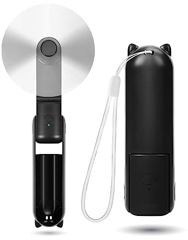 OHLGT Mini Ventilateur à Main, Mini Ventilateur Silencieux Rechargeable à 3 vitesses [9-15 Heures de Fonctionnement], Ventilateur USB Portable avec Batterie pour le Voyage (Noir)