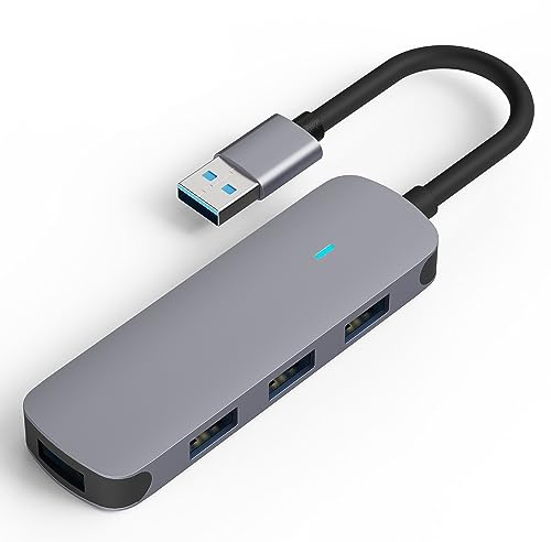 MMOBIEL 4-Port USB Hub 3.0 Splitter - 5Gbps USB-A Verteiler Mehrfachstecker Adapter - Kompatibel mit PC, Laptop, XPS, Lenovo, Surface, Flash Drive, Mobile HDD usw. - 4 Anschlüsse Datenhub - Universell