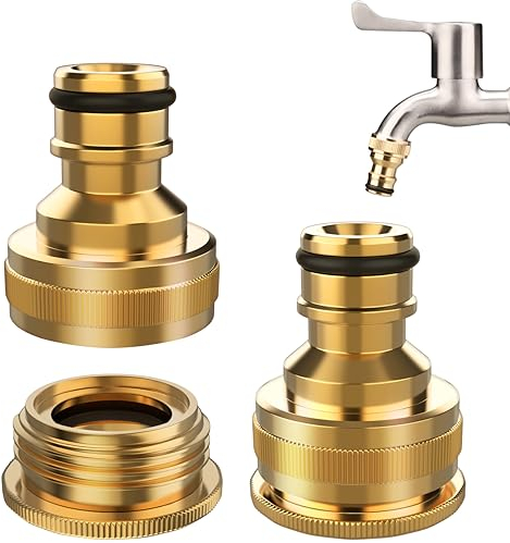 Connecteur de robinet-2 pièces, 1/2 pouce et 3/4 pouce BSP 2-en-1 Adaptateur femelle de robinet fileté, raccord pour robinets filetés, connecteur de robinet de jardin