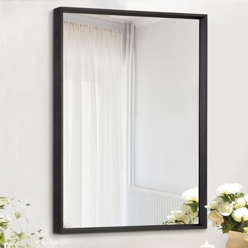 AAZZKANG Wandspiegel, rechteckig, mit Metallrahmen, groß, 50,8 x 40,6 cm, modern, dekorativ, für Schlafzimmer, Badezimmer, Wohnzimmer, Eingangsbereich, vertikal oder horizontal, Schwarz