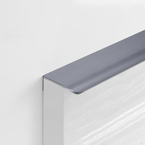 NUACOS Möbelgriffe Versteckter Schrankgriffe Aluminium Schubladengriffe, Modernes Versteckter Schrankgriff Geschwungener Türgriff für Küchenschrank Kleiderschrank Schubladen,Grau,800mm/31.4in
