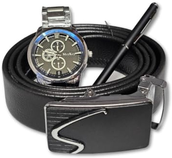 Mr. Gadget's Solutions Ensemble de montres pour homme avec montre en cuir et stylos de signature, cadeaux familiaux, montre d'affaires en acier, cadeau pour homme, père
