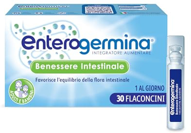 Enterogermina Benessere Intestinale, Fermenti Lattici Probiotici, Integratori Adulti e Bambini 3+ Favorisce l’Equilibrio della Flora Batterica Intestinale, Senza Glutine (30 Flaconcini/5 ml) | Probiotici, Integratori Adulti e Bambini 3+, Favorisce l’Equilibrio della Flora Batterica Intestinale, Senza Glutine