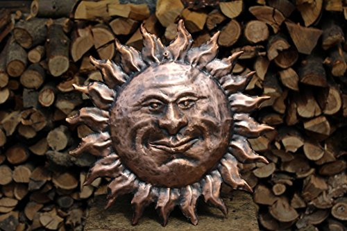Sole in rame, decorazioni da parete, arredamento interni rotondo fatto a mano (40 cm)