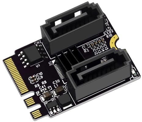 Llave de expansión M2 a SATA3.0 A+E WIFI para tarjeta adaptadora M.2 a SATA HDD, compatible con 2 puertos SATA sin instalación de controlador