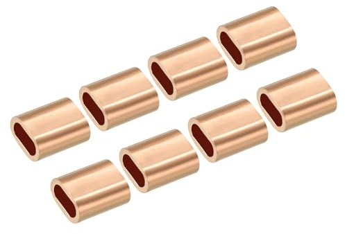 PATIKIL 2,5 mm (3/32 tum) vajer krympögla hylsa, 25-pack koppar enkel ovalt hål kabelklämmor för vajer kabelhylsa, gyllene