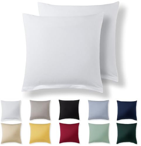 Alreya Kissenbezug 80 x 80 cm (2er Set) - Weiß - 100% Jersey Baumwolle - Kissenhülle für Kissen 80x80 cm, Jersey Kopfkissenbezüge, Superweicher Kissenbezüge 80x80 mit Reißverschluss