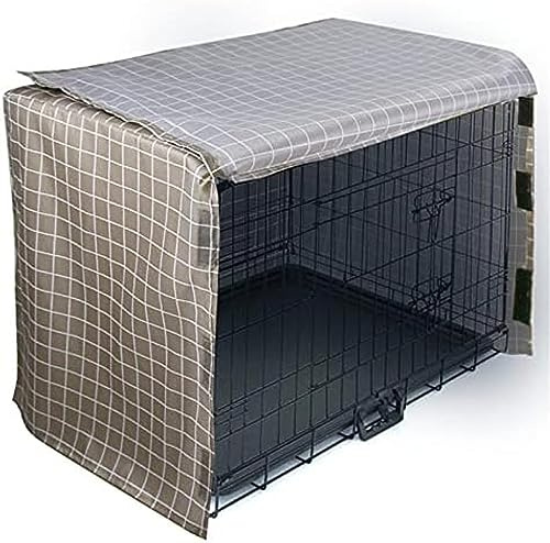 MinHuianG Hundekäfig-Abdeckung, schalldicht, belüftet, UV-Schutz, wasserdicht, Plaid, 36 Zoll, Polyester, für Hunde, Cage Cover