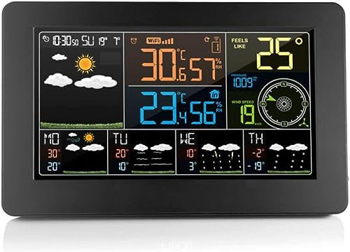 KOGORA Stazione Meteo WiFi, Orologio da Parete con Sveglia Digitale, Temperatura LCD Esterna Interna, misuratore di umidità con sensore antigelo, previsioni Meteo for uffici, aule, casa