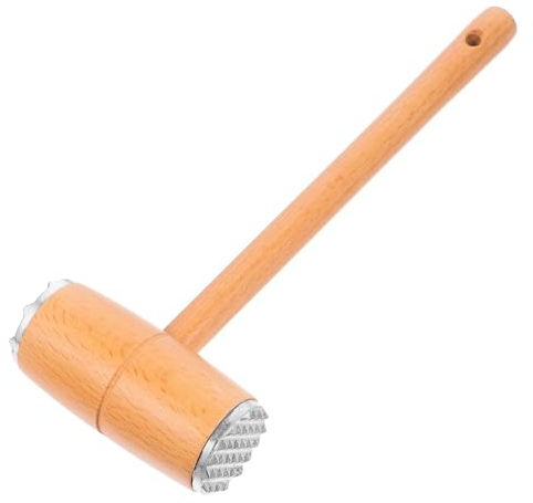 UTHCLO Alloy Meat Tenderizer Hammer Dual-Sided Long Wooden Handle Tool Meat Pounding for Flattening Steaks