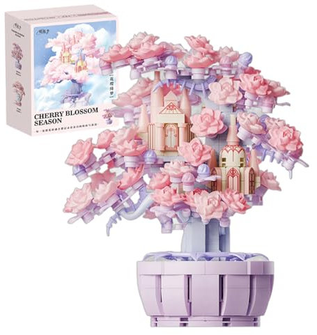 Cherry Blossom Treehouse Building Sets, Mini Blocks Building Sets for Adults, Sakura Treehouse Building Blocks Sets for Girls aged 8-12, Gift idea for Women (547 Pecies)
