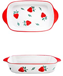 Cocotte for Four, Petits Plats de Cuisson Rectangulaires en Céramique avec Poignée for Four Plat de Cuisson en Céramique Casserole à Lasagne Ustensiles de Cuisson Individuels, Lot de 2,C (Color : B,