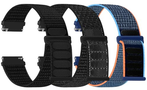 TumpCez Nylon Uhrenarmbänder,16mm 18mm 20mm 22mm Schnellverschluss Armband Fabric Aatmungsaktive Gewebte Verstellbare Ersatzband Sport Ersatzarmband für Herren Damen(3 Stück)