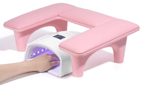 Yokilly Handauflage Nagelstudio für Nageltisch: U-förmige Nägel Armauflage für Nageldesign - PU Leder Nagel Wrist Rest mit Halterung für Salon Nageltechniker Maniküre (Rosa)