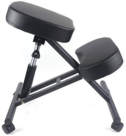 ZENGRICE Kniestuhl, ergonomischer Kniestuhl, Büro-Studien-Kniestuhl, Chiropraktik-Stuhl, höhenverstellbar 40-60cm, geeignet für Büro, Klassenzimmer, Indoor Schwarz