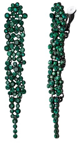 EVER FAITH Boucles d'oreilles à clip en cristal avec strass - Pour mariage - Art déco - Lustre de mariée - Sans oreilles percées - Clair - Ton argenté, 8.89 cm x 1.52 cm, Cristal