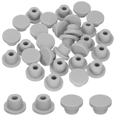 sourcing map 30 Pcs Hole Plugs, Heat Resistant Silicone Flush Type Fastener Hole Cover Plug for 16mm(5/8 Inch) Hole, Round Snap Locking Tubing Plug Hole for Furniture Cabinet, Grey