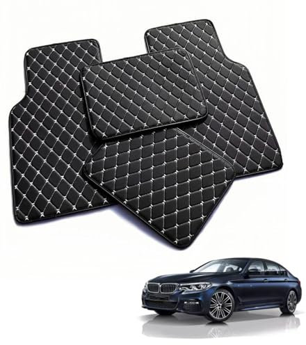 ZHAODG PU Leder Wasserfest Antirutsch FußMatten, Für Volvo C30 2006-2012, Nach Maß Auto FußMatten, Qualität Matten 4-teilig, Fußmatten Zubehör,E-Black White