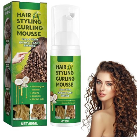 Hårstyling mousse, skummousse, anti-frizz hårprodukt, för lockar och vågor, för naturliga lockar och permanent vågigt hår, för mer volym och definierat, lockigt hår