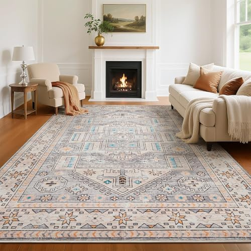 Vasip Teppich Wohnzimmer 80x150cm, Waschbarer Kurzflor Teppich, Schlafzimmer Teppiche, Weich rutschfest Design für Wohnzimmer Schlafzimmer Esszimmer