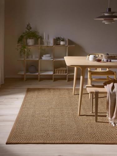 benuta Pure Sisalteppich Greta - 100% Sisal - Rechteckig & im Style: Bordüre, Uni, Natural Living, Scandi Living - Pflegeleicht für Wohnzimmer Schlafzimmer, Cream, 140x200 cm