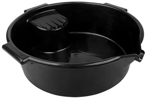 Montesy Bandeja de recogida de aceite redonda de 6 L, bandeja de drenaje de aceite para cambio de aceite, contenedor de recogida de aceite con mango y escala