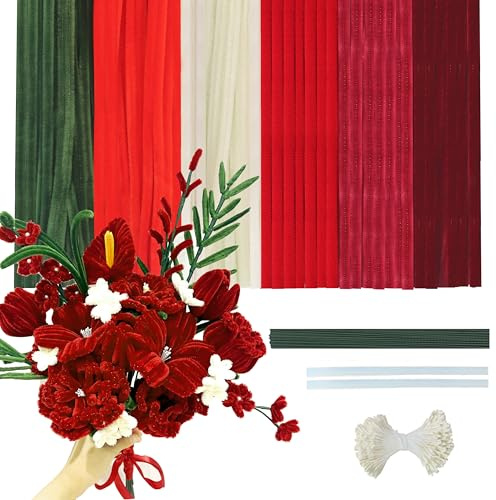 300 Piezas Limpiapipas manualidades, 6 colores Pipa limpiadores， serie roja Limpiapipas Chenilla,Limpia Pipas ，Limpiador de Pipas,Pipe Cleaners chenilla Manualidades y Decoración del Hogar DIY