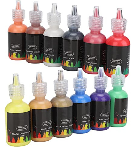 12 Colors Leather Paint Kit, 29ml Bottle Color Paint Airbrush Paint Art Paint for Textile, Metal, Wood, Ceramic, Plastic, Leather, Wall