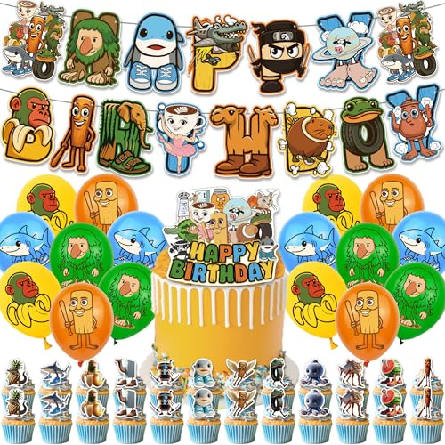 TungTungTungSahur Birthday Party Decorations Supplies, Banner, Balloons, Cake Topper Cake Decorations Cupcake Toppers