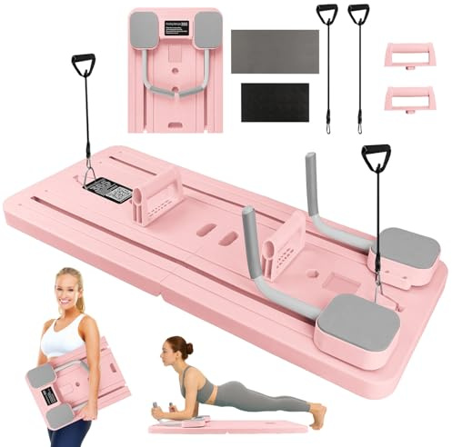 WingFly Tabla de pilat, máquina reformadora Multifuncional para Abdominales, Pilates Board Plegable con Rebote automático, Cuerda de Tensión y Temporizador, para Gimnasio en Casa