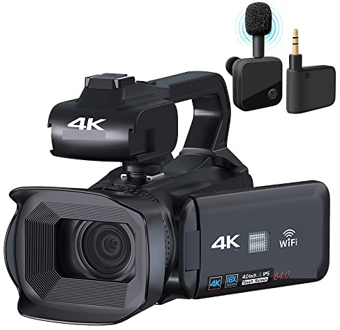 JOJIDE Vlog Camera, Videocamera Vlog digitale 18X Videocamera professionale 4K Stream Webcam Messa a fuoco automatica 64 MP Registratore fotografico Time Lapse(32G SD Card,With Microphone)