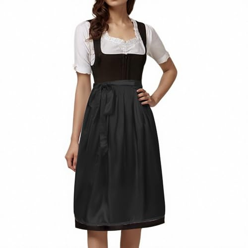 Bastwahl Dirndl schürze schwarz, Schürze Dirndl Trachtenschürze Damen - Dirndlschürze Traditionelles Mittelalterliche Muster Bequem & Pflegeleicht für Trachten & Festlichkeiten Schwarz M