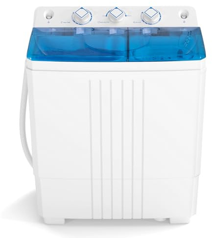 COSTWAY Portable Washing Machine, Twin Tub 20Lbs Capacity, Compact Laundry Washer(12Lbs) and Spinner(8Lbs), Durable Design for Apartment Dorm RV, Blue+White
