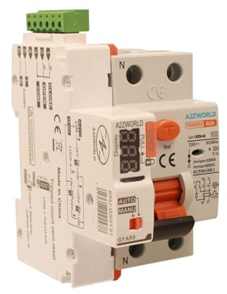 Interruttore Differenziale Riarmo Automatico, Salvavita 300mA 40A, Tipo A 300mA, 3 Tentativi (10s/60s/300s), Occupa 3 Moduli DIN, RCCB 1P+N 6kA 220V, Display A Led