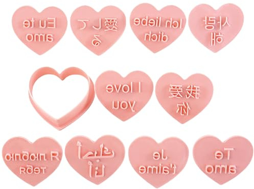 Dcfbkl Set Of 10 Multilingual I Love You Cookie Molds Romance I Love You Molds Biscuits Stamp For Valentines Day Treats Food Grade Stamp